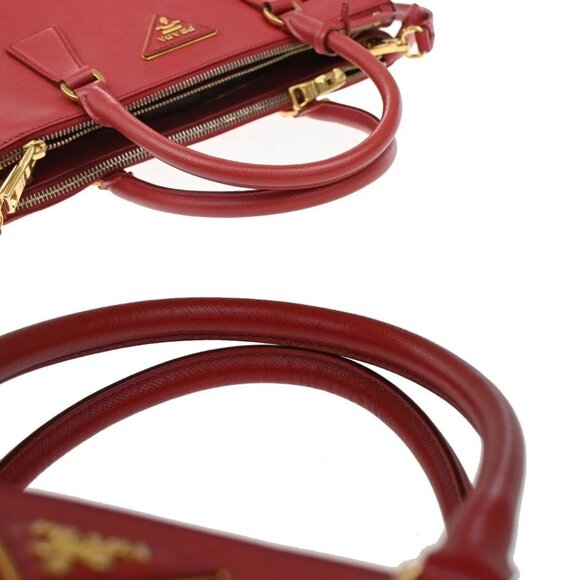 PRADA Logo Saffiano 2Way Shoulder Hand Bag Leather Red GHW - Picture 10 of 16